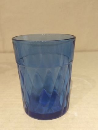 Hazel Atlas DIAMOND OPTIC Depression Glass COBALT BLUE Flat 3Oz JUICE TUMBLERS 4 2