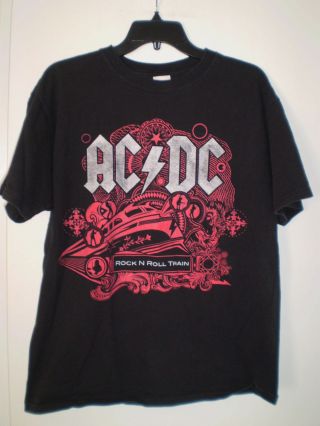 Ac/dc Ac Dc Shirt Concert Tour Short Sleeve (l) Black Rock N Roll Train 2008