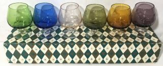 Set Of 6 Japanese Multicolored Snifters Mid Century Modern Vintage Box
