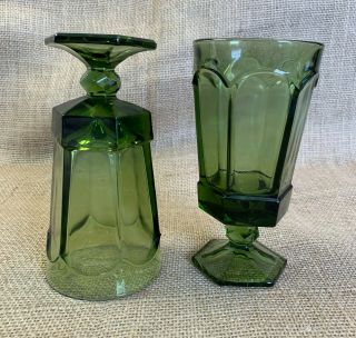 Vintage Fostoria Virginia Green 6 - 7/8 " Iced Tea Glasses - Set Of 2