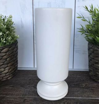 Vintage Mid Century Cylinder Pedestal Vase Mccoy Floraline Usa 412 White Cream