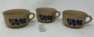 Pfaltzgraff Usa " Folk Art " Set Of 3 Soup Mugs With Handle - 4 7/8 " Diameter