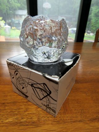 Kosta Boda Snowball 3 " Votive Lead Crystal Clear Glass Ann Warff Sweden Boxed