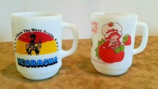 2 Fire - King Anchor Hocking Strawberry Shortcake & Nebraska Glass Coffee Cup Mug