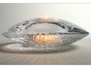 Orrefors Crystal Discus Votive Candle Holder Designed by Lars Hellston 2