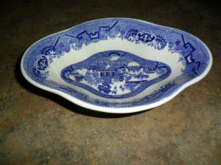Vintage Shenango Blue Willow Gravy Boat 1930’s Seated Indian Very Scarce