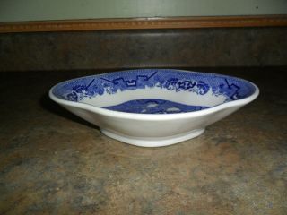 Vintage Shenango Blue Willow Gravy Boat 1930’s Seated Indian Very Scarce 2