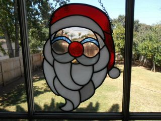 Large Hand Crafted Stained Glass Santa Claus Stain Christmas Made In Mexico