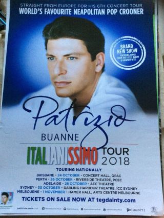 Official Tour Poster Patrizio Buanne Australia Oct - Nov 2018 2
