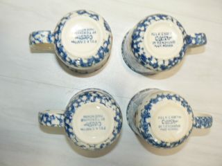 4 Tienshan Folk Craft CABIN IN THE SNOW Coffee Mugs Cups Spongeware Christmas 3