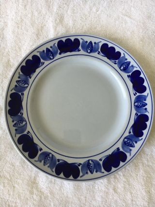 Vintage Arabia Finland Blue Laurel Pattern Dinner 10 " Plate Handpainted By Ew
