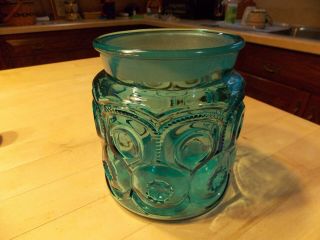 Vintage L.  E.  Smith Moon And Stars Blue Canister Apothecary Jar No Lid