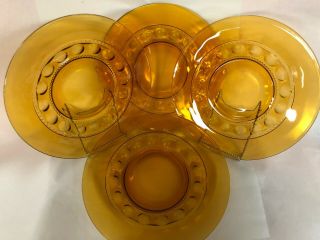 4 Vintage Indiana Glass Amber/gold Kings Crown Thumbprint 10 " Plate