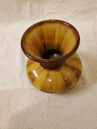 Blue Mountain Pottery Canada Yellow Brown Drip Glaze Vintage Vase 5” 2
