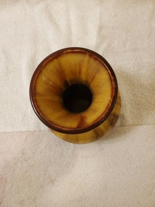 Blue Mountain Pottery Canada Yellow Brown Drip Glaze Vintage Vase 5” 3