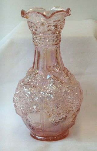 Vintage Lenox Imperial Carnival Glass Vase Loganberry Pink Iridescent