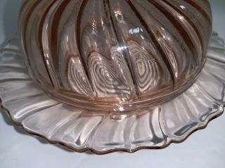 Vintage Pink Depression Glass round BUTTER DISH with Lid 2