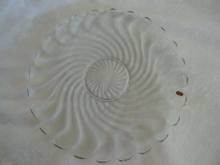 Fostoria Label Colony Pattern Swirl American Glass Platter Cake Plate 15 " 1940,