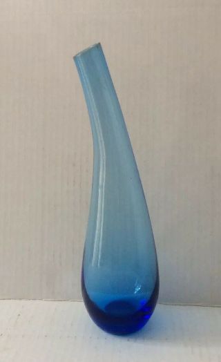 Vintage Hand Blown Cobalt Blue Glass Vase 9 1/2” High