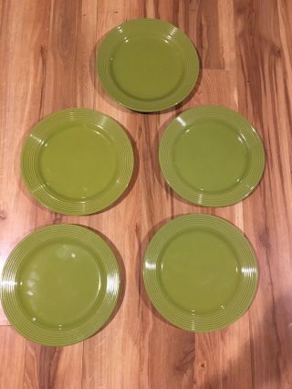 Set Of 5 - Royal Norfolk Lime Green Vintage Dinner Plates 10 - 3/4 "