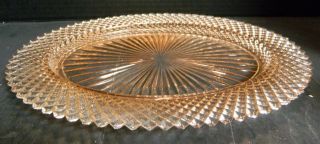 Vintage Diamond Pattern Pink Depression Glass Oval Platter Starburst Center Exc