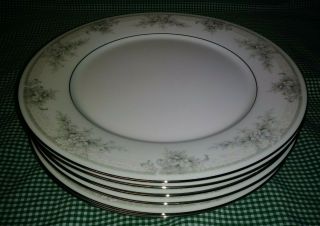Vtg Set Of 6 Noritake 3482 Sweet Leilani 10.  5 " Dinner Plates Gray Pink Floral Ex