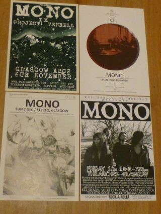 Mono Live Music Memorabilia - Scottish Tour Glasgow Show Concert Gig Posters X 4