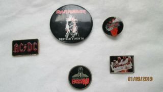 Iron Maiden 1980 British Tour Pin Badge,  Ac/dc,  Judas Priest,  Saxon