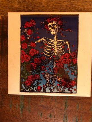 Grateful Dead Stanley Mouse Skull And Roses Ceramic Tile Rare