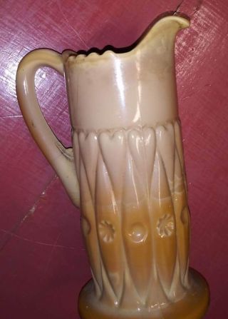 Eapg Greentown Stars Hearts Of Loch Laven Chocolate Slag Glass 6 " Pitcher