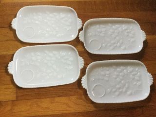 Vintage White Milk Glass Snack Luncheon Trays Set Of 4 Rectangle