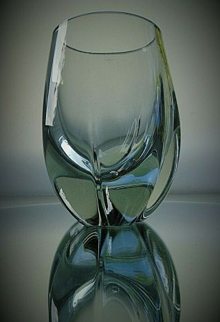 70s Geoffrey Baxter Vintage Whitefriars Lobed Glass Vase In Pewter Cat.  9392