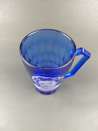 Vintage 1930s Hazel - Atlas Shirley Temple Cobalt Blue Glass Cup Mug 3.  5” 4