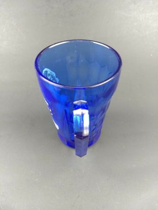 Vintage 1930s Hazel - Atlas Shirley Temple Cobalt Blue Glass Cup Mug 3.  5” 5