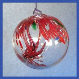 Hanging Glass Ball 4 " Diameter " Holiday Tree " Witch Ball (1) Wb106