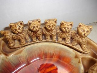 Vintage California Pottery Ashtray Cat with Kittens Stamped 2