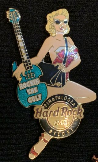 Hard Rock Cafe Biloxi Pinapalooza Event Sexy Blonde Pin Up Girl Guitar Pin 2011