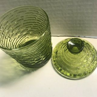 Sorano Green Anchor Hocking Glass Jar Trinket Candy 5 inch Forest Avocado MCM 2