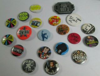 Sex Pistols The Clash Specials Etc 20 X Vintage 1980s Badges Pins Buttons Punk