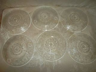 Anchor Hocking Glass Clear 13 Sandwich Pattern 5 3/4 Saucers