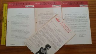 Maxine Brown Freda Payne Kenny Lynch Eartha Kitt Old Press Sheets Hmv 1960s
