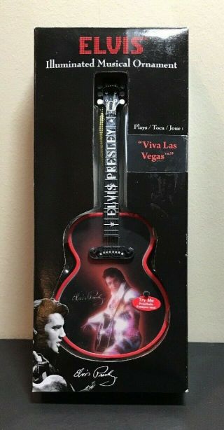 Elvis Presley Guitar Illuminated Musical Ornament " Viva Las Vegas "