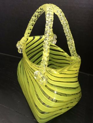 Murano Style Hand Blown Studio Art Glass Handbag - Purse.  Vase - Planter Beautifu 5