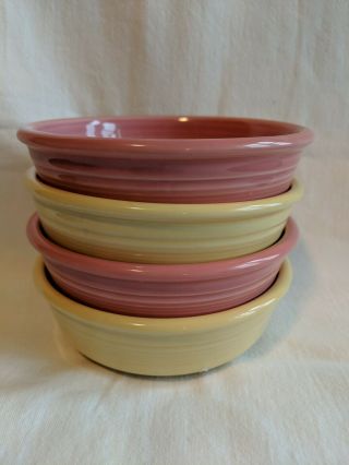 4 Fiesta Ware Yellow And Rose Color Fruit Cereal Dessert Bowls 5.  5 Inch 14 Oz