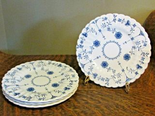 J & G Meakin " Scandia " Blue & White Ironstone Bread And Butter Plates (4)