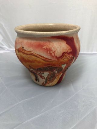 Native American Nemadji Pottery Swirl Vase / Southwestern Decor Art Deco 02131