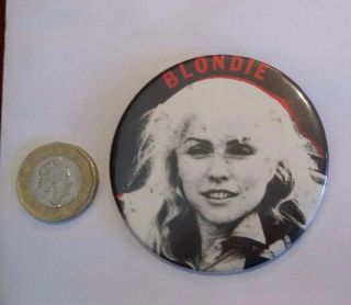 Vintage 1970s Blondie Debbie Harry Punk Rock Wave Pin Badge Large Metal