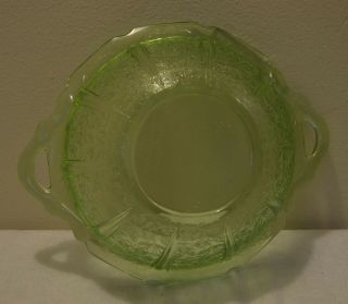ThriftCHI Green Depression Glass Cherry Blossom Serving Bowl & Berry Bowl 3