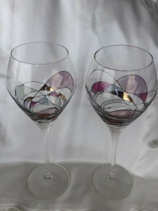 Milano Hand Blown Stained Glass Wine Glass Set Of 2
