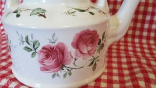 Pink Rose Teapot England Arthur Wood 6426 Decorative Porcelain White W Green 7
